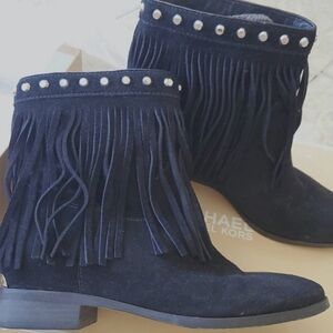 MICHAEL KORS Black Fringe Ankle Booties NWOT